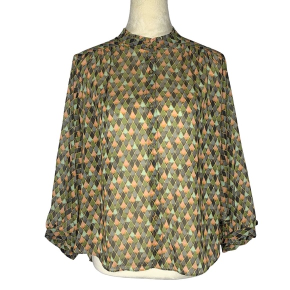 The Korner Tops - The Korner Geometric Patterned Blouse - Multicolor